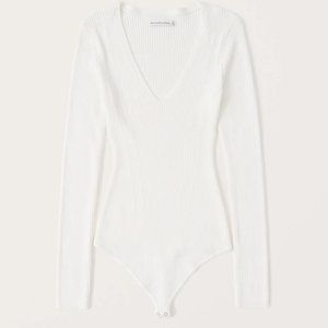 Repost - Abercrombie & Fitch White long sleeve V-Neck Bodysuit in XL - BRAND NEW
